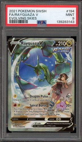 Pokemon Rayquaza V Evolving Skies Full Alt Art #194 PSA 9 Mint