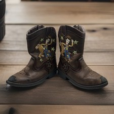 Disney Pixar Toy Story Woody Western Cowboy Boots Zip Up Toddler Kids Size 9