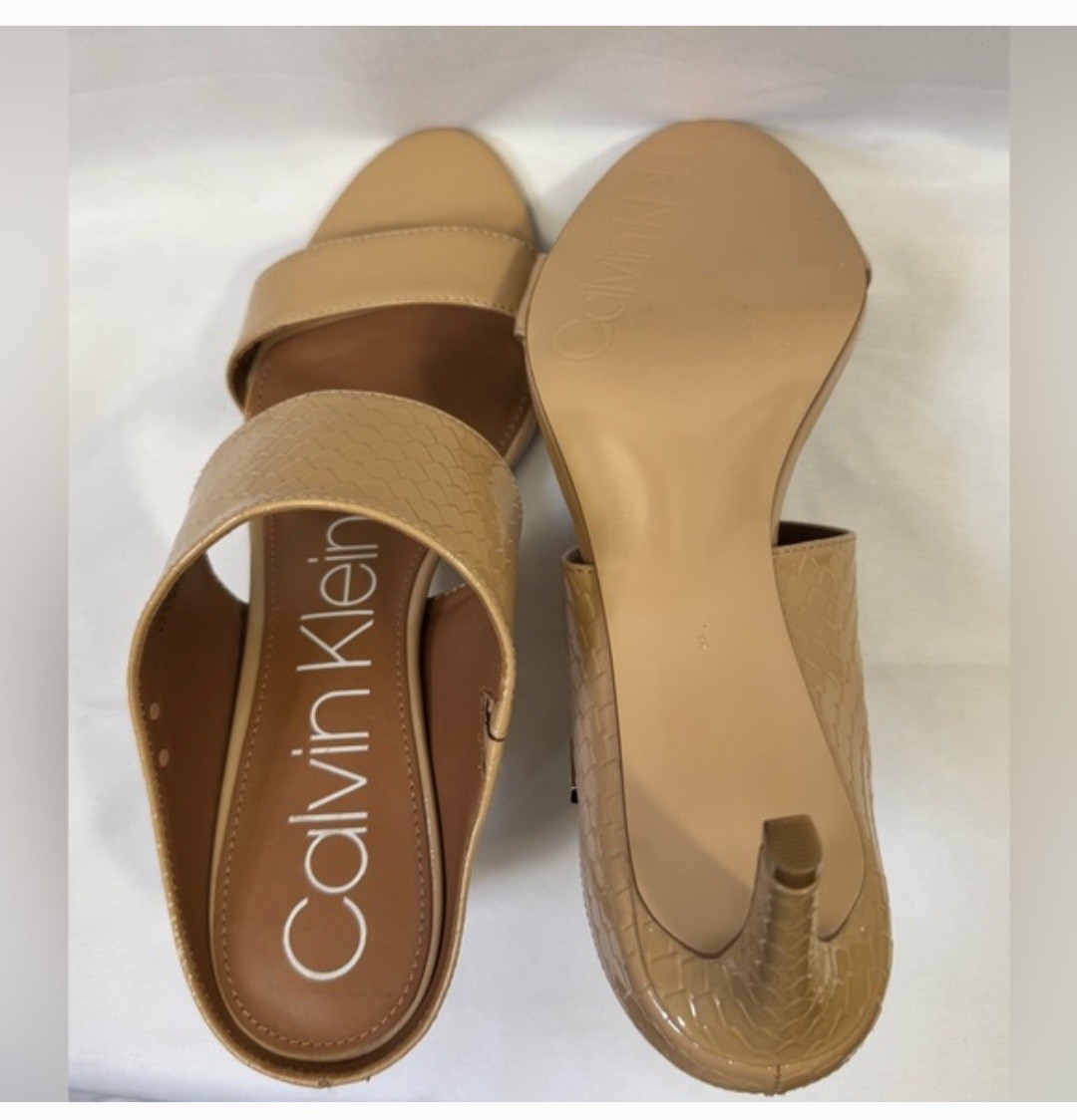 Calvin Klein Cecily Patent Python Beige Textured … - image 5