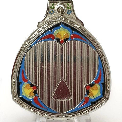 Gorgeous Art Deco Evans Colorful Enamel Dance Compact Cosmetics