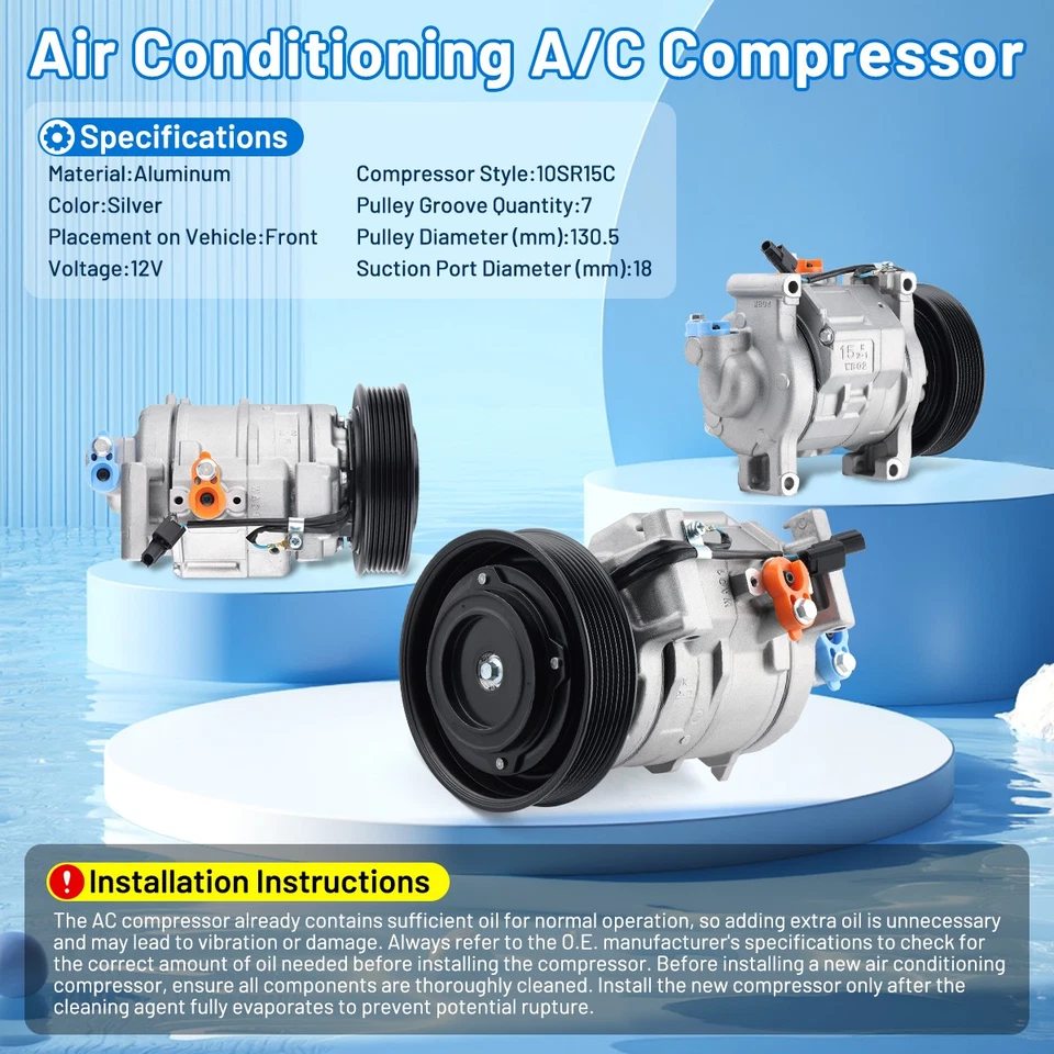 AC A/C Compressor For 2012-2015 Honda Crosstour & 2008-2012 Honda Accord 2.4L Foto 3 de 4