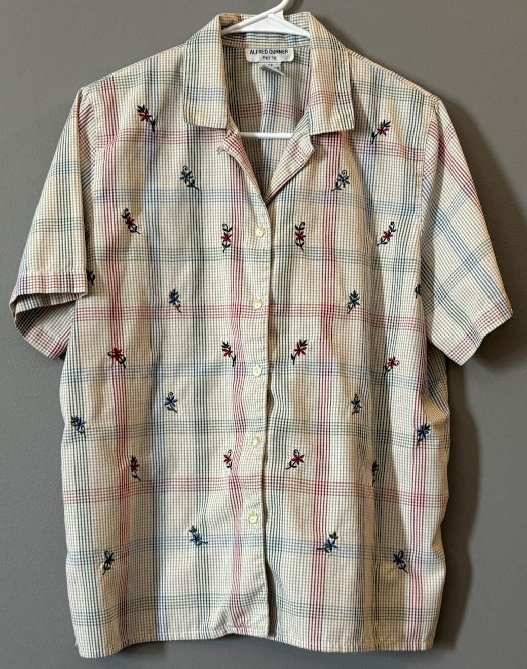 Vintage Alfred Dunner Petite Short Sleeve Button Up Stripes & Flowers Size 12P
