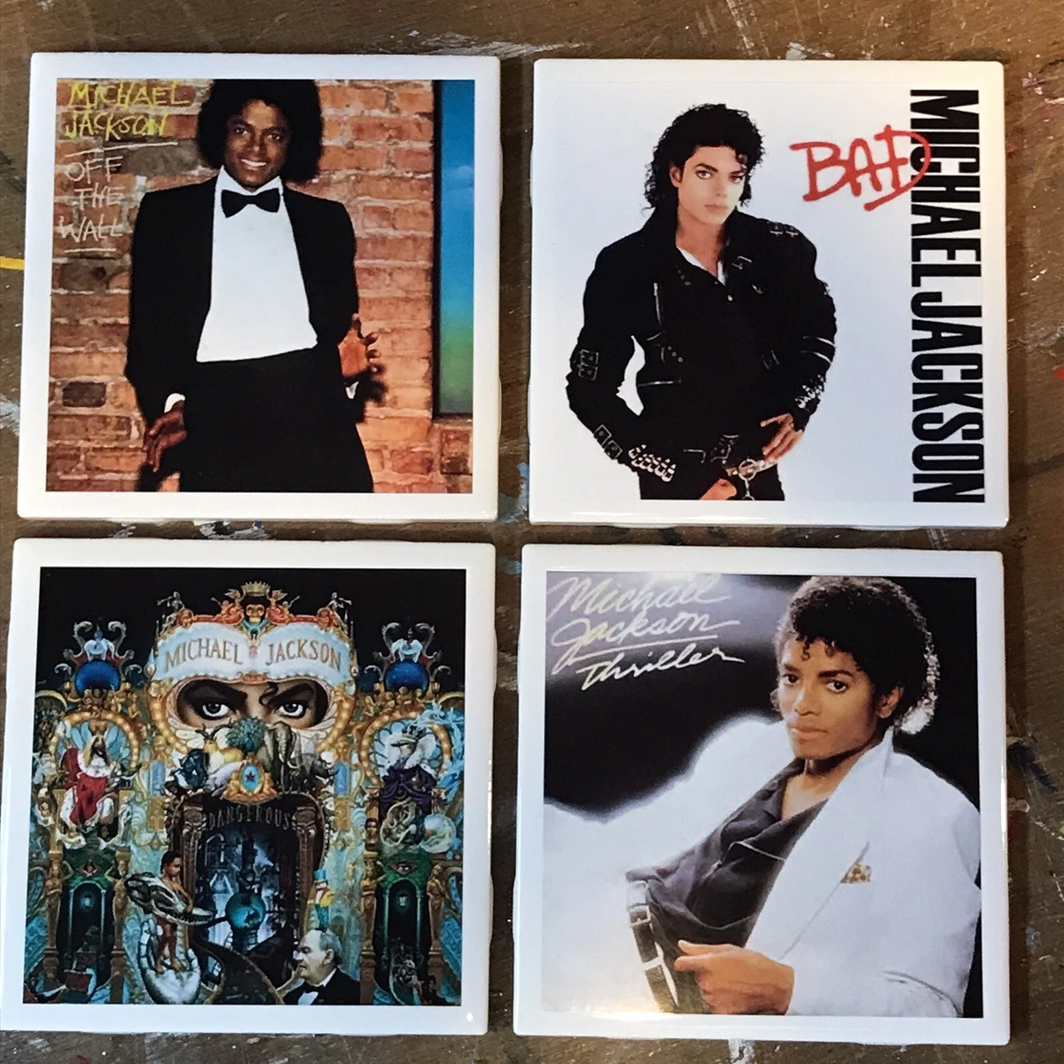 MichaelJackson Album Art Tile Drink Coasters 4 Piece Set eBay