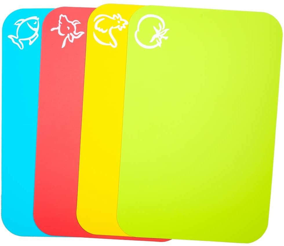4PCS Cutting Mats Flexible Small Board Plastic Set Food Boards Chef