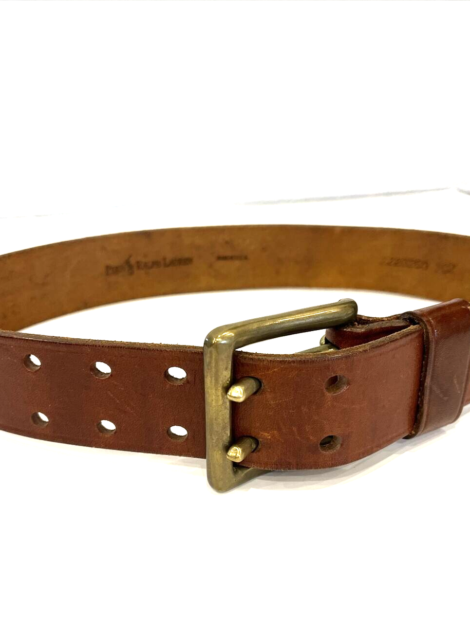 VTG Polo Ralph Lauren Belt 28 Chestnut Brown Double Bar  display picture 1