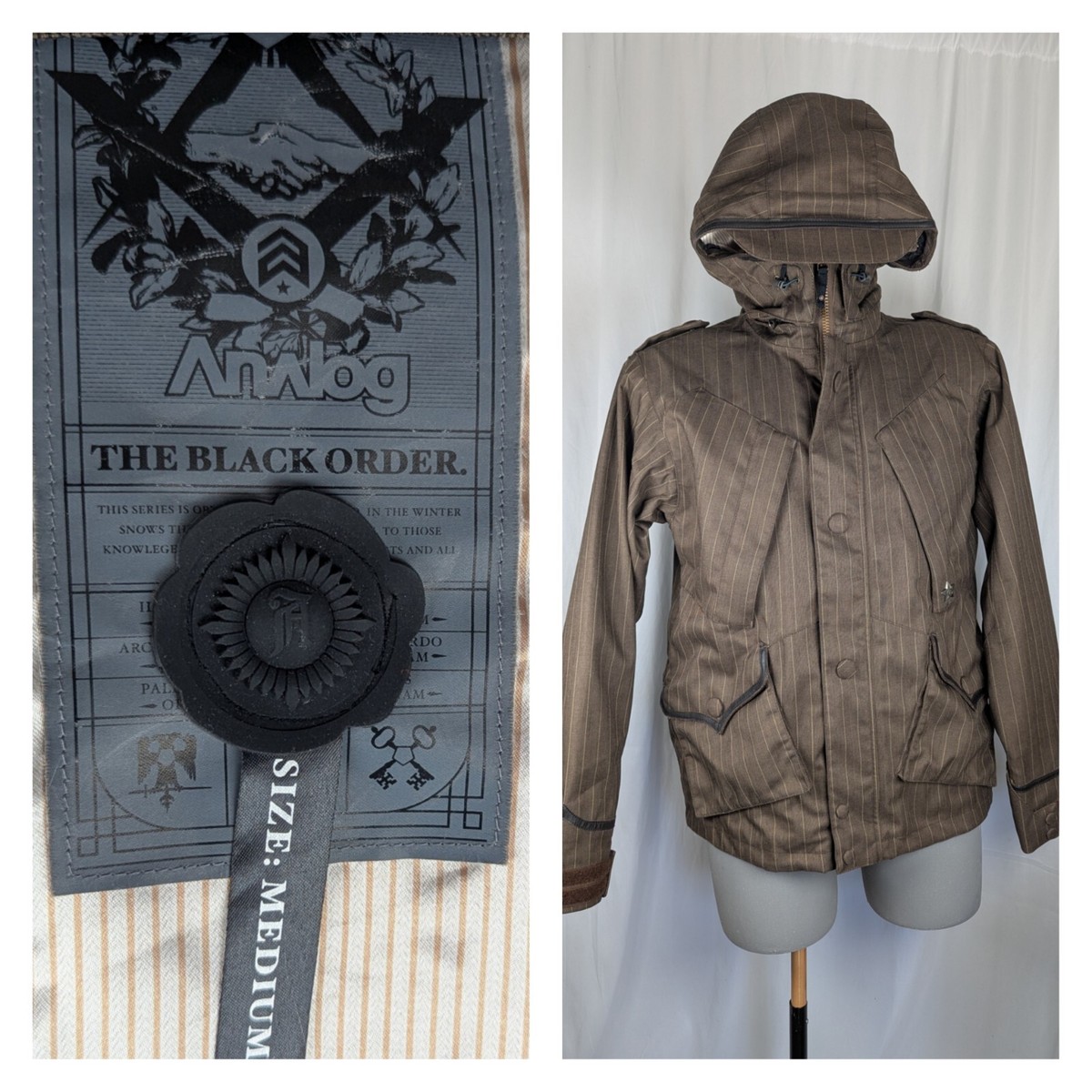 Mens Snowboard Jacket Burton AG ANALOG Dolman Herringbone Black