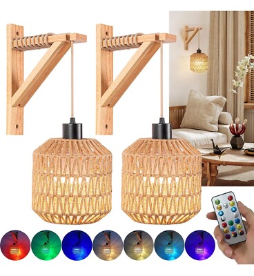 2 pack,Wireless Rechargeable Wall Lights 50 Hr Battery RGB Light
