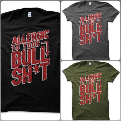 T Shirt Maglietta Allergic Your Bullshit Frasi Aforismi Idea Strane Uomo Vintage Ebay