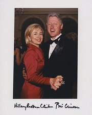 PRESIDENT BILL CLINTON & HILLARY CLINTON SIGNED AUTOGRAPHED COLOR PHOTO JSA COA