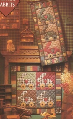 Folk Heart Rabbits Wall Quilt Pattern & Wall Banner Pull Toy Rabbit Blocks 