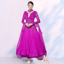 Latin Ballroom Dance Dress Modern Salsa Waltz Standard Long Dress N134 5 Colors