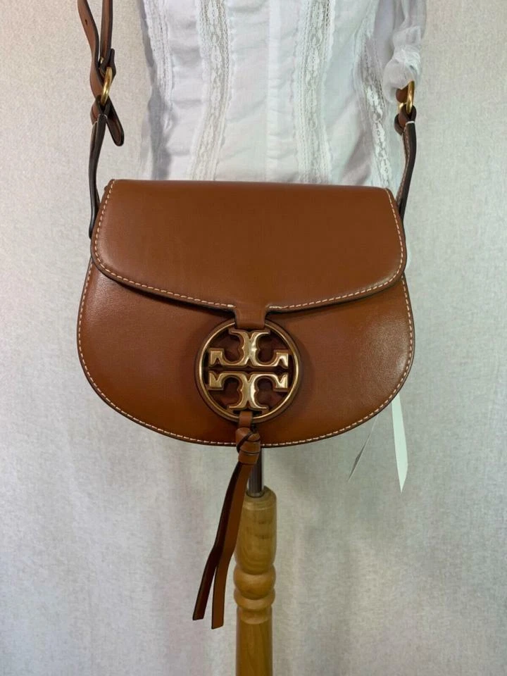 NEW Tory Burch Age Camello Leather Small Miller Saddle Bag $348