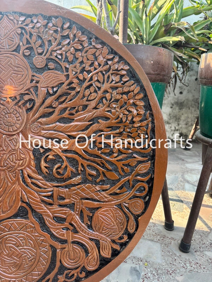 Handmade Yggdrasil Carved Shield 30 Inch Handmade Carved Shield,cosplay,wall dec - Image 4 of 4