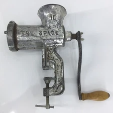 Vintage Manual Meat Grinder Tre Spade No 10 Counter Mount Made In Italy