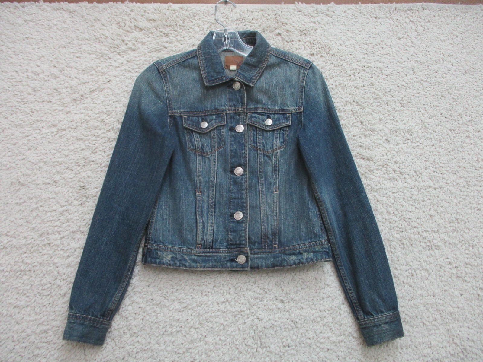 American Eagle Jacket Extra Small Adult Blue Denim Jeans Cropped Pockets Womens
