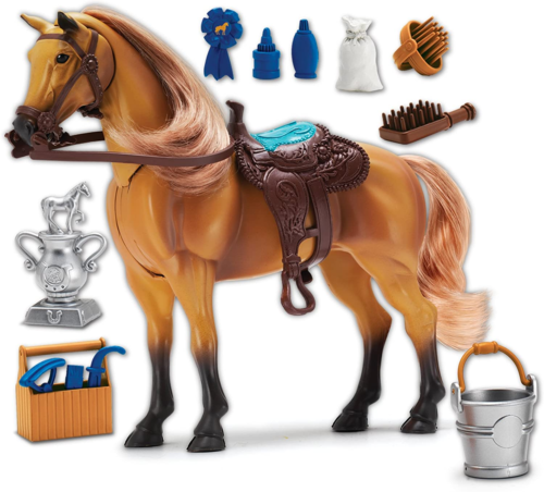 | Quarter Horse with Moveable Head, Realistic Sound and 14 Grooming Accessories  - Afbeelding 1 van 6