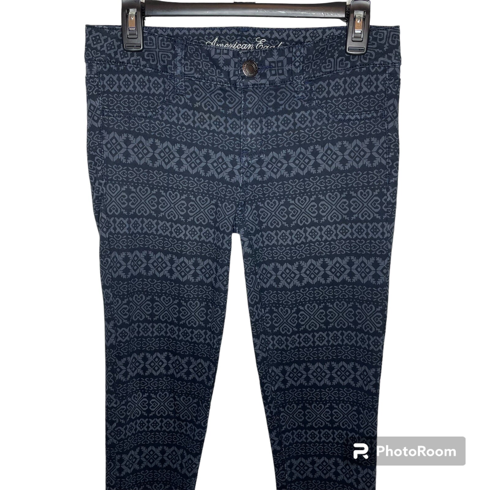 American Eagle Black & Gray Boho Patterned High W… - image 2