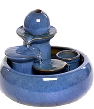 Alpine 13" Tiering Bowls Tabletop Fountain with Lights Blue 3 Tier Fountain BNIB