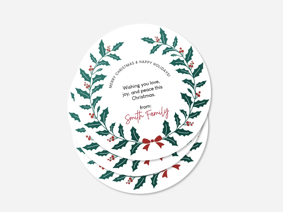 Etiquetas adhesivas redondas navideñas personalizadas, pegatinas personalizadas Foto 4 de 4