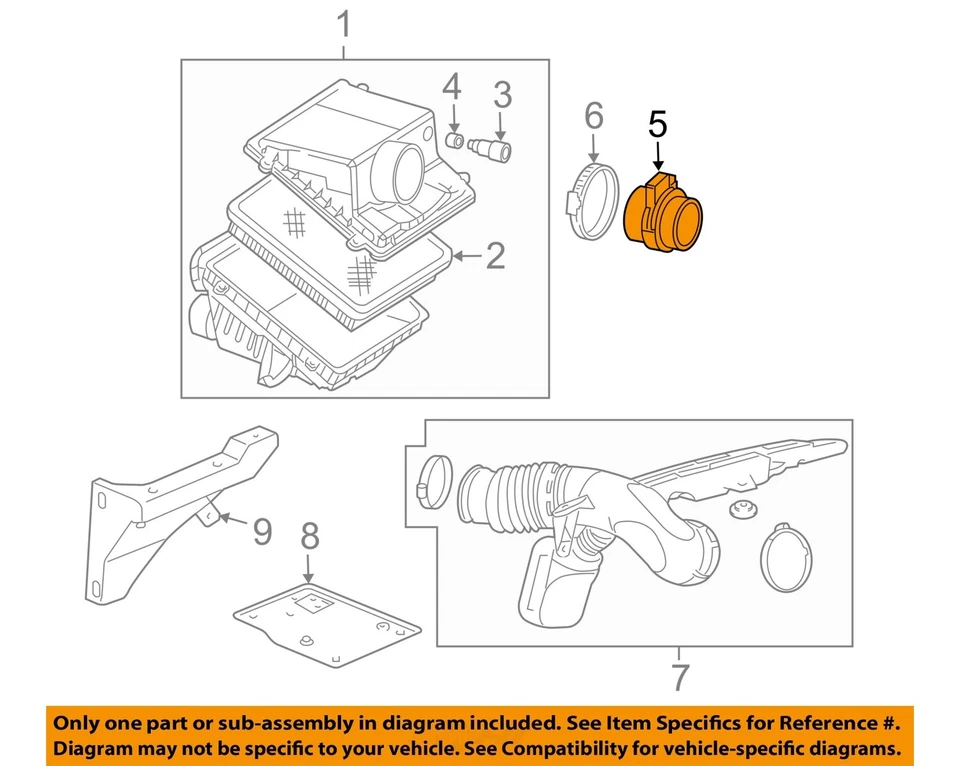 Used Fuel Injection Air Flow Meter fits: 2007 Chevrolet Tahoe  Grade C - Image 3 of 4