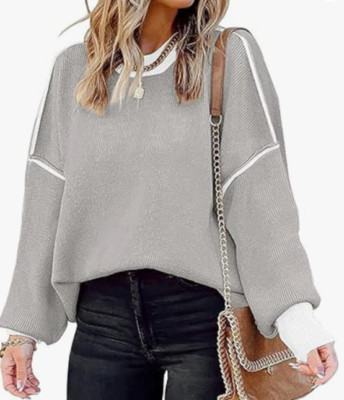 NEW Etcyy New Women's Oversized Crewneck Ribbed Knit Sweater Size Small