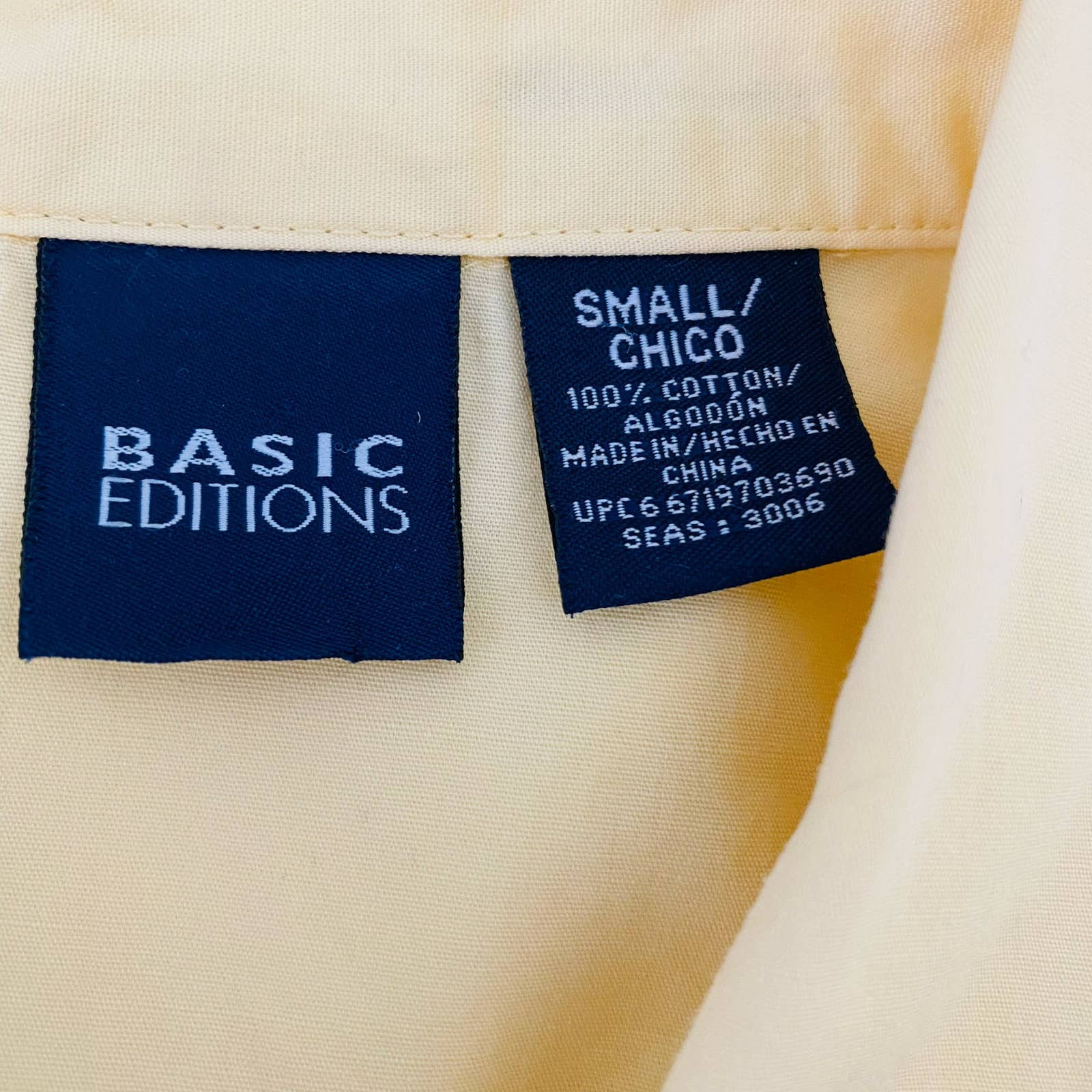 Basic Editions Soft Yellow 100% Cotton Fitted Sle… - image 5