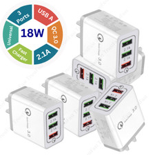 Multiple 3-Port USB AC Plug Quick Charger Block 18W Universal Phone Cube Box Lot