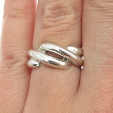 925 Sterling Silver Vintage Ribbed Ring Size 6.25