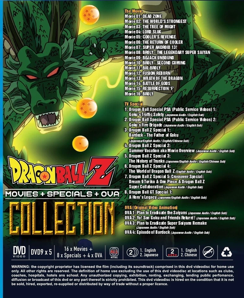 DVD Dragon Ball Z Movies Collection (16 in 1 Movies+8Specials+4OVA) English Sub - Image 2 of 3