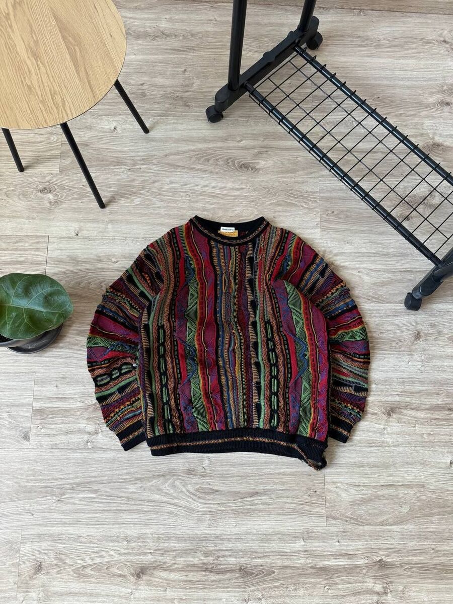 Vintage 90s Mulga Coogi Style 3D Knit Wool Multicolor Vintage 90s Mulga Coogi Style 3D Knit Wool Multicolor