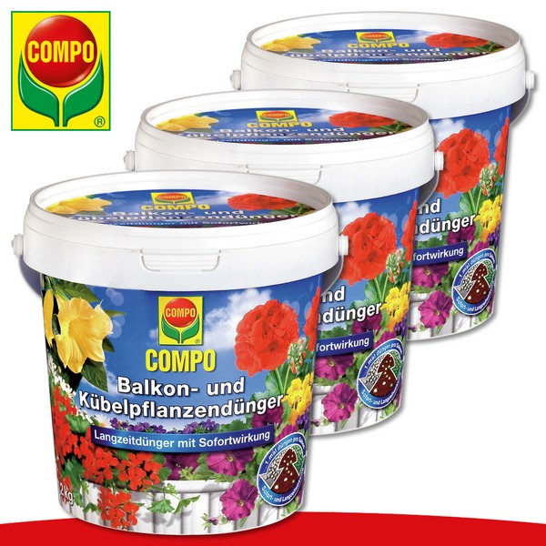 Compo 3 X 1,2 Kg Balkon- Und KüBelpflanzendüNger | LangzeitdüNger Sofortwirkung-image