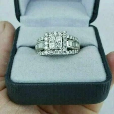 Princess Cut Lab Created Diamond Valentine's Special 14Ct White Gold Finish Ring