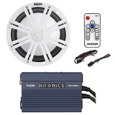 KICKER 45KM102 10" 350w Marine Boat Subwoofer+Hifonics Amp+LED Grille+Remote