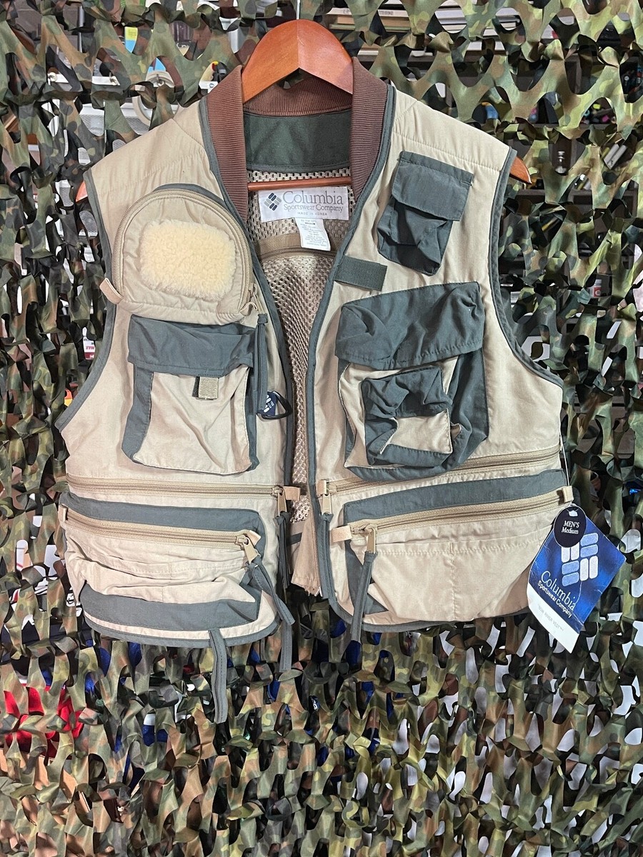 NWT Vintage 90s Columbia Bow River Fishing Utility Tan/Olive Vest