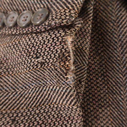 VTG Tweed Jacket M Gray Herringbone Barleycorn Herringbone 100% Wool Blazer 42R - Picture 6 of 17