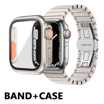 Band Strap+Case Upgrade auf Ultra Edelstahl für Apple Watch Serie 8 7 6 41/45mm