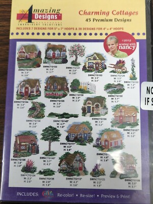 New Sealed Amazing Designs Charming Cottages Embroidery Designs DVD