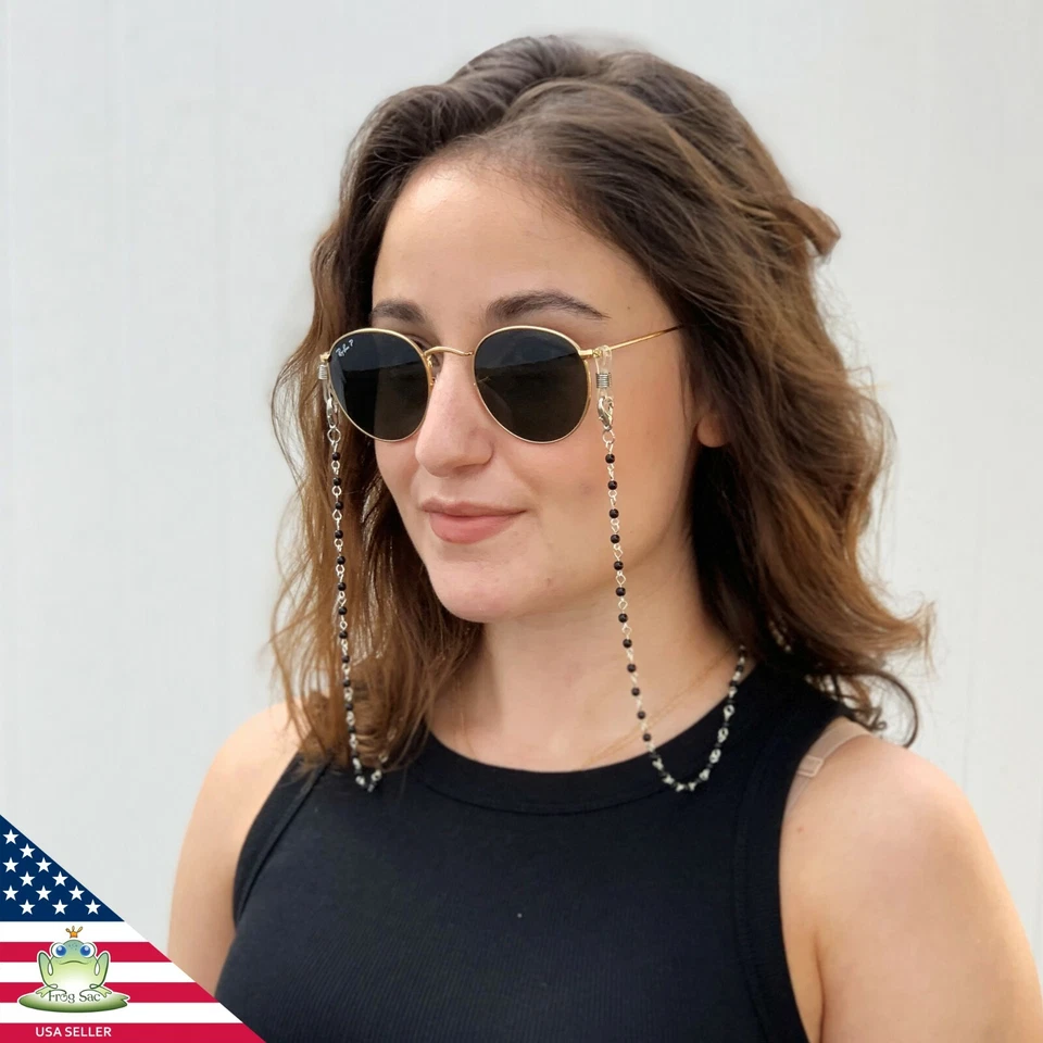 2 PCS Sunglasses Glasses Holder Strap & Lanyard Holder Beaded Chain- Made USA - Image 2 of 3