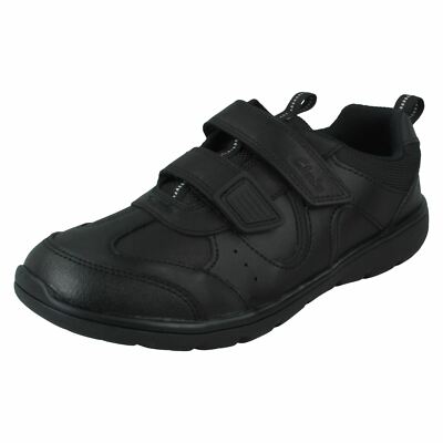 Jungen Clarks Klettverschluss Leder & Synthetik Schulschuhe Roller Run
