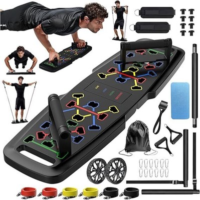 Push Up Board,Home Gym,Portable Exercise Equipment,Pilates Bar and 20 Fitness Ac
