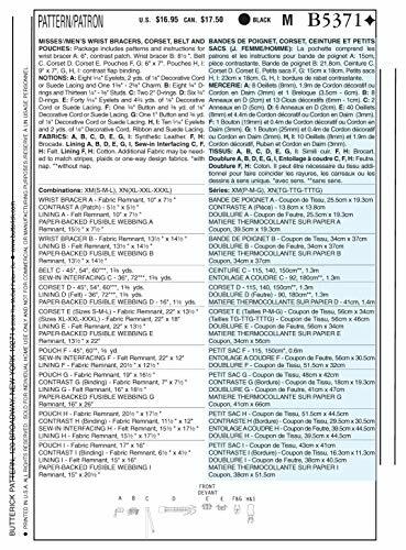 Butterick Patterns B5371 Размер XM Маленький - Средний - Большой Пропускает мужской бюстгальтер на запястье