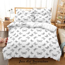 3D Pattern Butterfly White Quilt Cover Set Duvet Cover Bedding Pillowcases 10