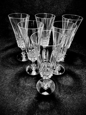 6 Cristal d'Arques-Durand Tuileries Villandry Chrystal Champagne Glasses