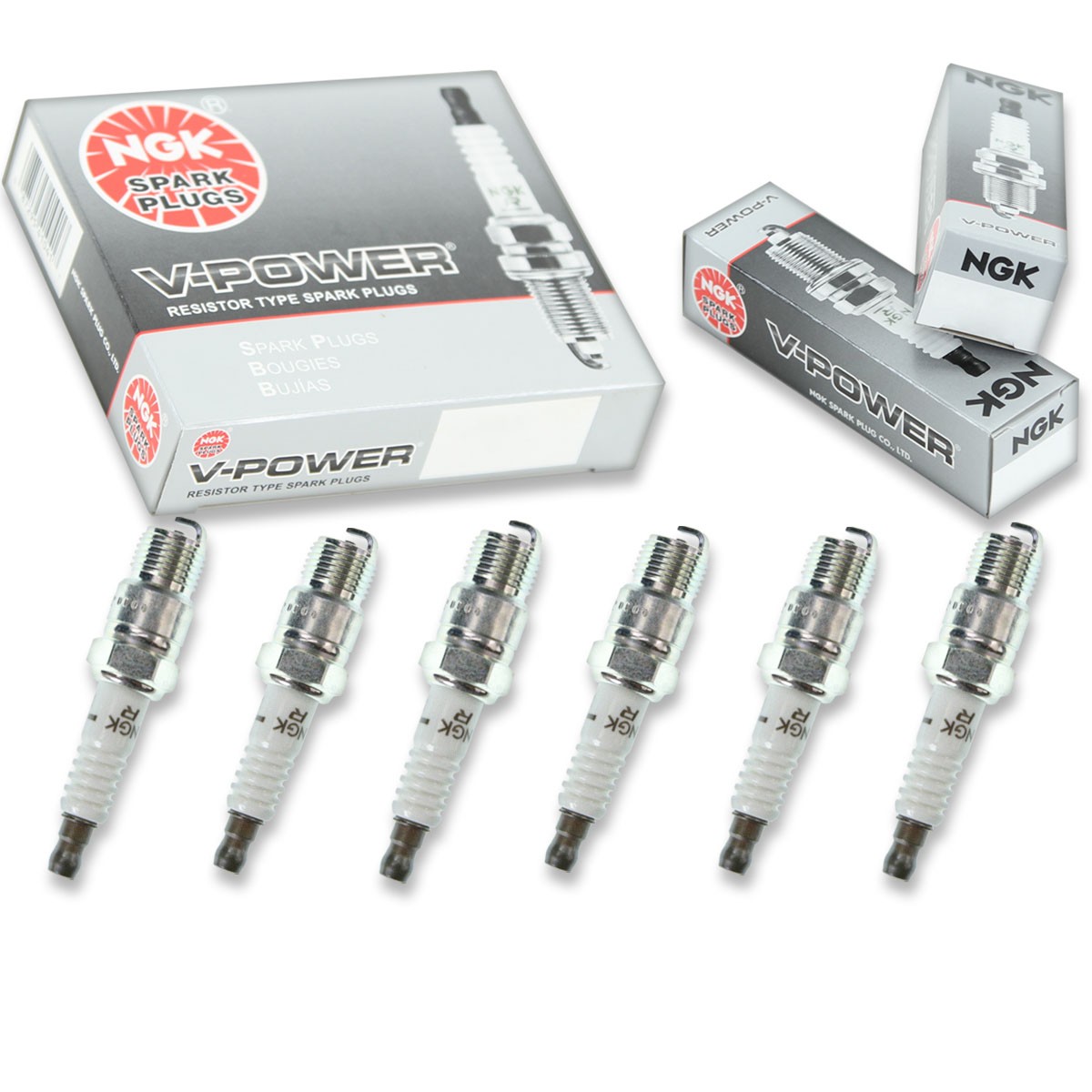 6 pcs NGK V-Power Spark Plugs for 1975 Pontiac Grand LeMans 4.1L L6 - Engine zy