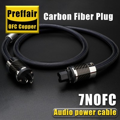 Audiophile OCC HiFi Audio AMP DAC US EU AU UK Power Cable Cord Carbon Fiber Plug