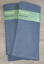Figmint Waffle Blue Kitchen Towels Lot of 2 NWT Target Brand Large 28" Cotton