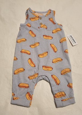 NWT Old Navy Hot Dog Print Sleeveless Romper One Piece Baby Boy