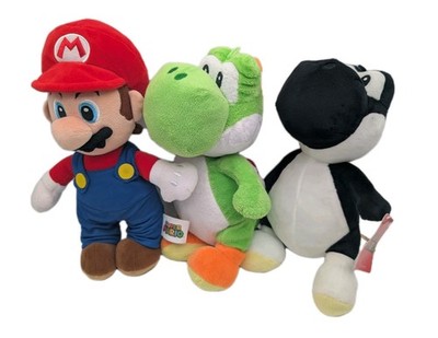 3x Super Mario Plüsch Figuren Set Mario Yoshi Schwarz ca. 30 cm Nintendo