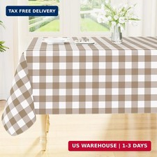 Smiry Rectangle Table Cloth, Waterproof Vinyl Tablecloths with Flannel Backing,
