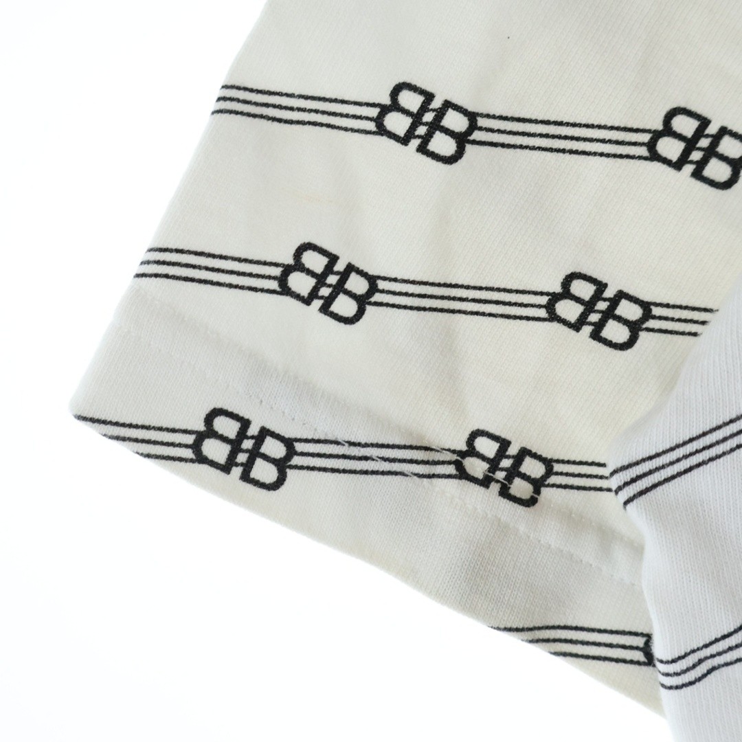 BALENCIAGA BB Logo Total Pattern Crew Neck Short Sleeve T-shirt White Used 4c364 image 5